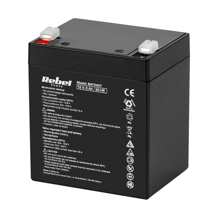 Akumulator żelowy Rebel 12V 5Ah Akumulator żelowy Rebel 12V 5Ah