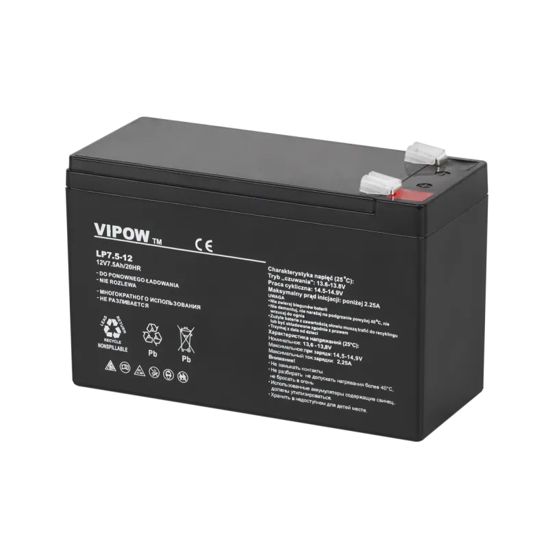 Akumulator żelowy VIPOW 12V 7.5Ah Akumulator żelowy VIPOW 12V 7.5Ah