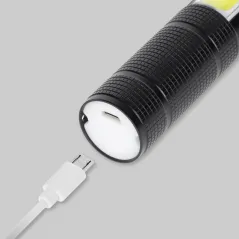 Akumulatorowa latarka wielofunkcyjna REBEL (zoom, nożyk, młotek do szyby)