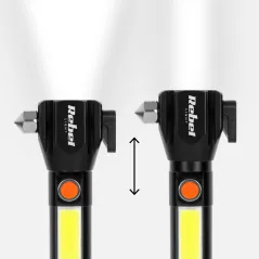 Akumulatorowa latarka wielofunkcyjna Rebel (zoom, nożyk, młotek do szyby).