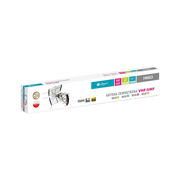 Antena kierunkowa DVB-T / DVB-T2 DPM HN63NWZ z filtrem LTE, 32 el., ze wzmacniaczem Antena kierunkowa DVB-T / DVB-T2 DPM HN63NWZ z filtrem LTE, 32 el., ze wzmacniaczem