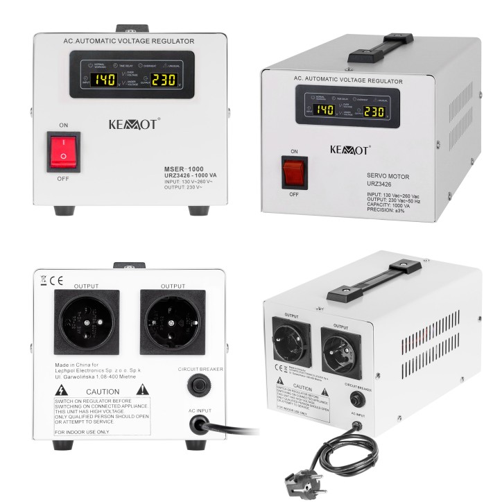 Automatyczny stabilizator napięcia KEMOT MSER-1000 (1000 VA, serwomotor) Automatyczny stabilizator napięcia KEMOT MSER-1000 (1000 VA, serwomotor)