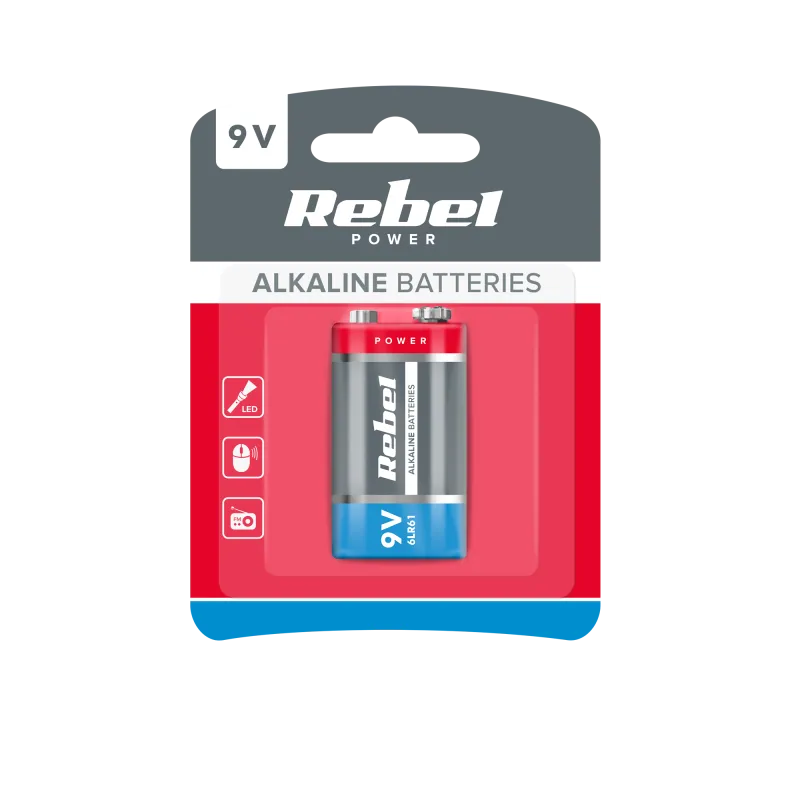 Baterie alkaliczne REBEL 9V 6LR61 Baterie alkaliczne REBEL 9V 6LR61