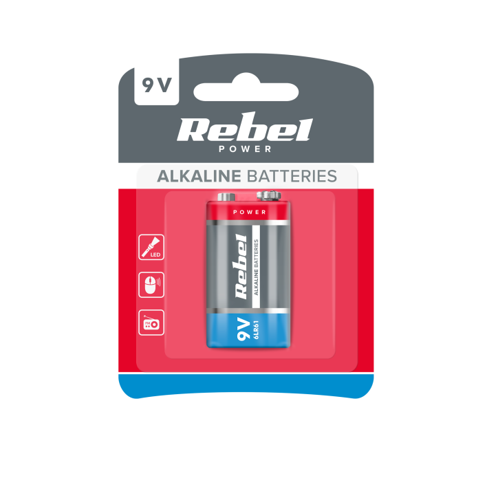 Baterie alkaliczne REBEL 9V 6LR61 Baterie alkaliczne REBEL 9V 6LR61