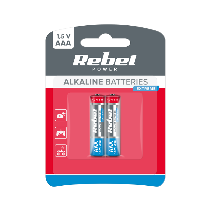 Baterie alkaliczne REBEL EXTREME LR03 2szt./bl. Baterie alkaliczne REBEL EXTREME LR03 2szt./bl.