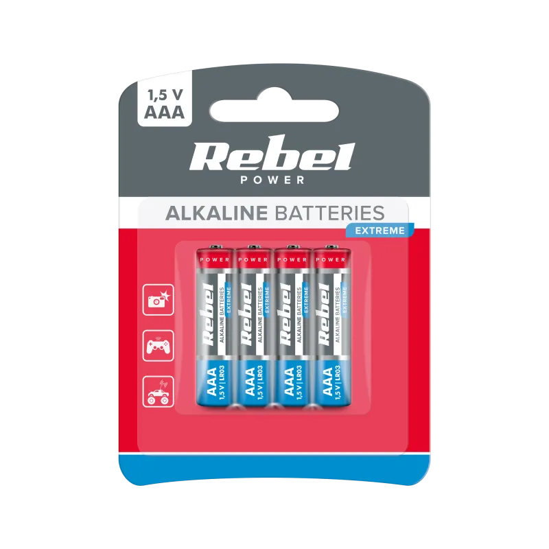 Baterie alkaliczne REBEL EXTREME LR03 4szt./bl. Baterie alkaliczne REBEL EXTREME LR03 4szt./bl.