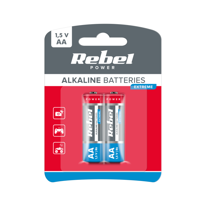 Baterie alkaliczne REBEL EXTREME LR06 2szt/bl. Baterie alkaliczne REBEL EXTREME LR06 2szt/bl.
