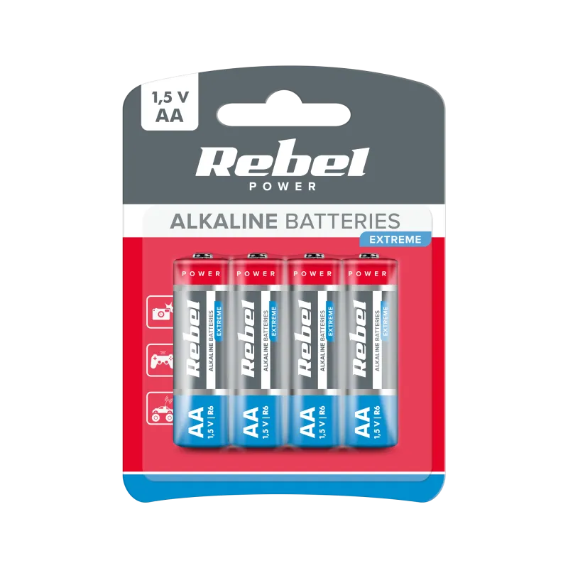 Baterie alkaliczne REBEL EXTREME LR06 4szt./bl. Baterie alkaliczne REBEL EXTREME LR06 4szt./bl.