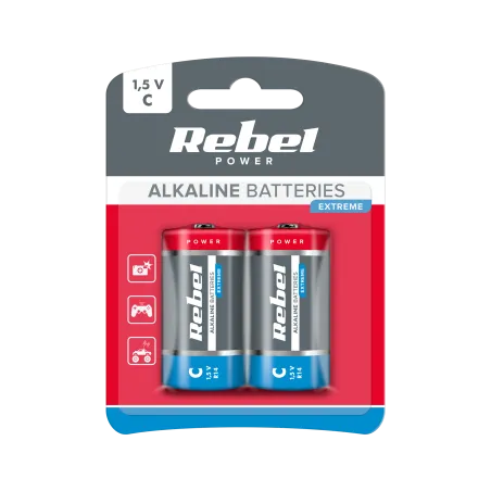 Baterie alkaliczne REBEL EXTREME LR14 2szt/bl.