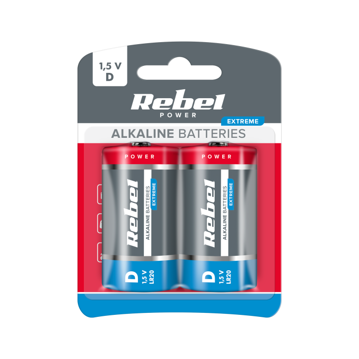 Baterie alkaliczne REBEL EXTREME LR20 2szt/bl. Baterie alkaliczne REBEL EXTREME LR20 2szt/bl.