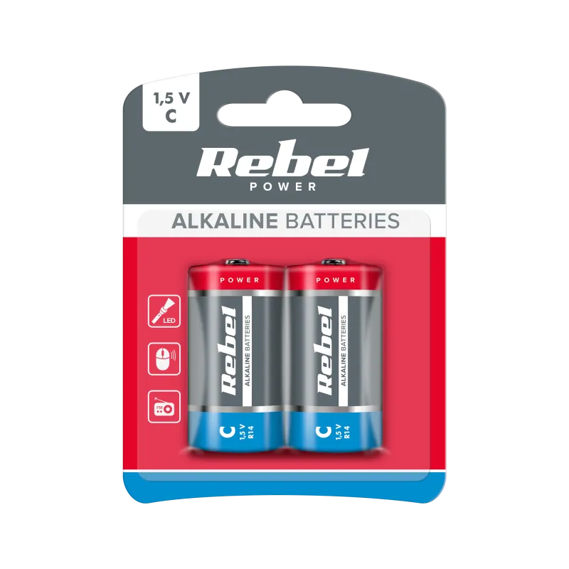 Baterie alkaliczne REBEL LR14 2szt/bl. Baterie alkaliczne REBEL LR14 2szt/bl.