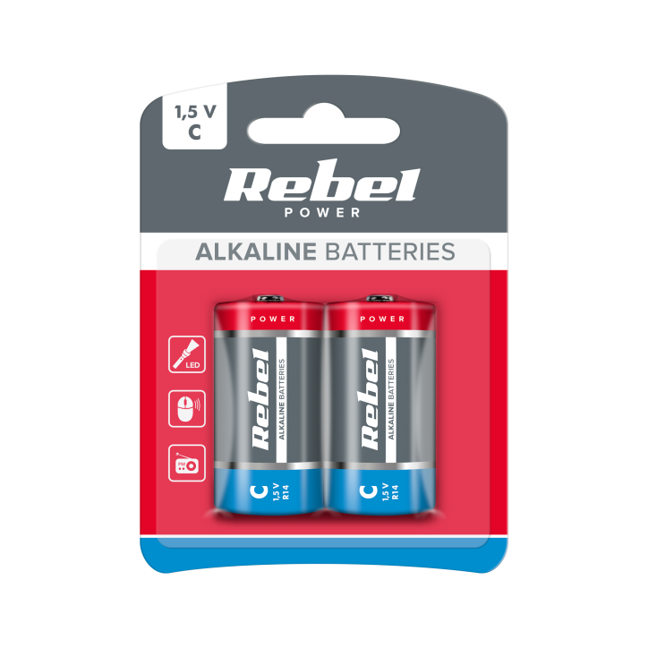 Baterie alkaliczne REBEL LR14 2szt/bl. Baterie alkaliczne REBEL LR14 2szt/bl.