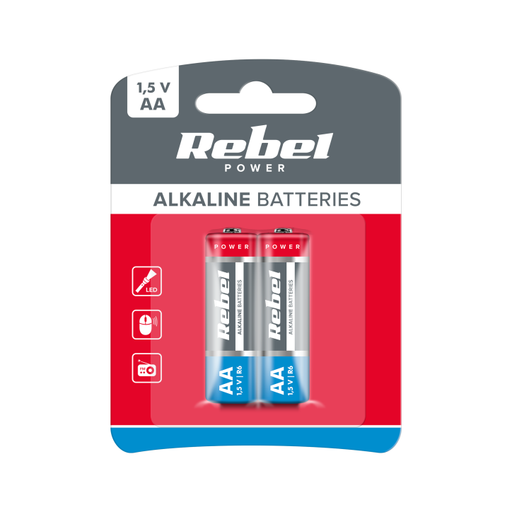 Baterie alkaliczne REBEL LR6 2szt/bl. Baterie alkaliczne REBEL LR6 2szt/bl.