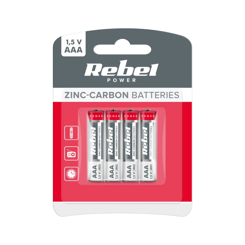 Baterie cynkowo węglowe REBEL R03 4szt/bl