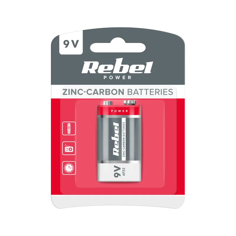 Baterie cynkowo węglowe REBEL 6F22 BLISTER Baterie cynkowo węglowe REBEL 6F22 BLISTER
