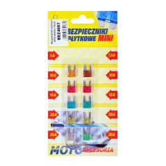 Bezpieczniki samochodowe MINI zestaw 10szt.