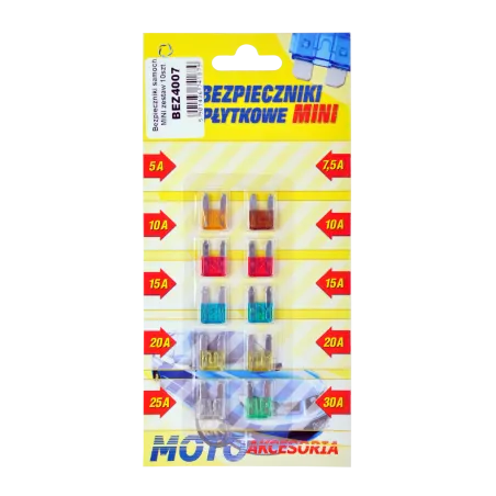 Bezpieczniki samochodowe MINI zestaw 10szt.