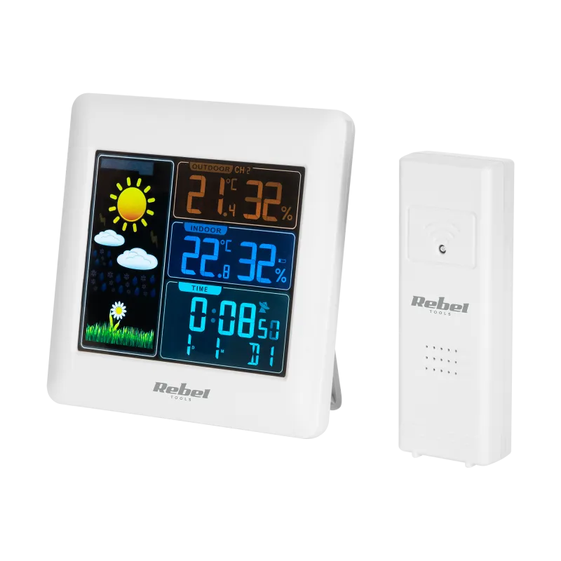 Bezprzewodowa stacja pogodowa z czujnkiem zewnetrznym ( kolorowy wyświetlacz)