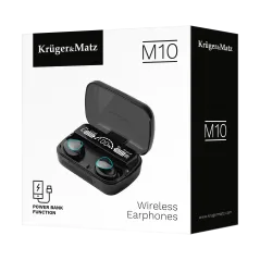 Bezprzewodowe słuchawki douszne z power bankiem Kruger&Matz M10