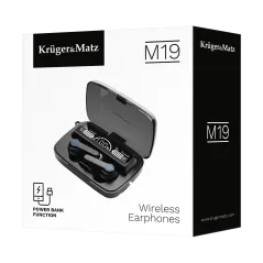 Bezprzewodowe słuchawki douszne z power bankiem Kruger&Matz M19