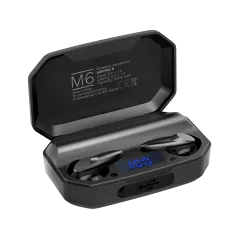 Bezprzewodowe słuchawki douszne z power bankiem Kruger&Matz M6 - kolor czarny