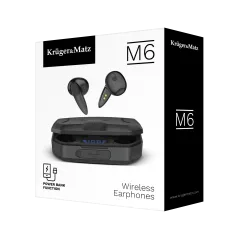Bezprzewodowe słuchawki douszne z power bankiem Kruger&Matz M6 - kolor czarny