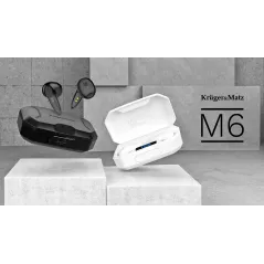 Bezprzewodowe słuchawki douszne z power bankiem Kruger&Matz M6 - kolor czarny