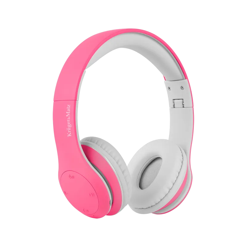 Bezprzewodowe słuchawki nauszne dla dzieci Kruger&Matz model Street Kids , kolor różowy