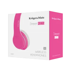 Bezprzewodowe słuchawki nauszne dla dzieci Kruger&Matz model Street Kids , kolor różowy