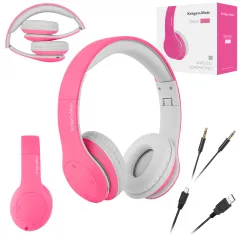 Bezprzewodowe słuchawki nauszne dla dzieci Kruger&Matz model Street Kids , kolor różowy