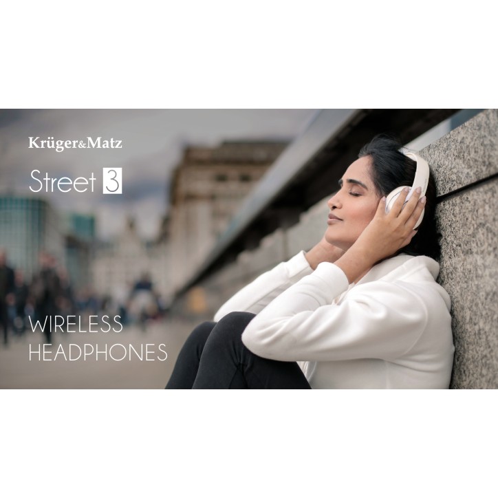 Bezprzewodowe słuchawki nauszne Kruger&Matz model Street 3 Wireless, kolor grafitowy Bezprzewodowe słuchawki nauszne Kruger&Matz model Street 3 Wireless, kolor grafitowy