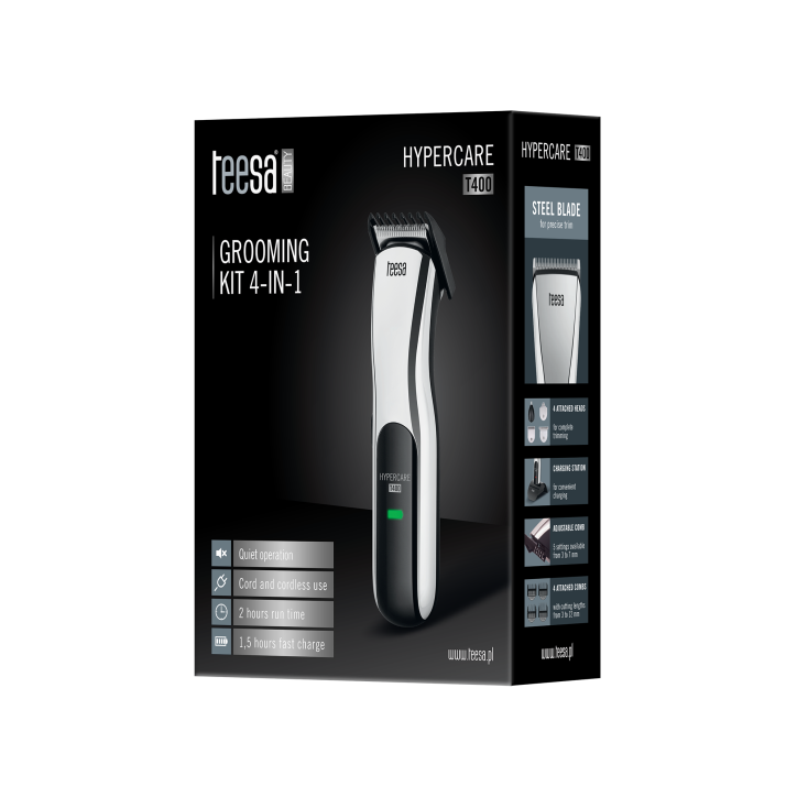 Bezprzewodowy zestaw do pielęgnacji osobistej 4w1 HYPERCARE T400 Bezprzewodowy zestaw do pielęgnacji osobistej 4w1 HYPERCARE T400