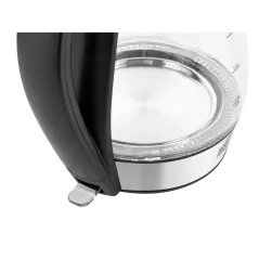 Czajnik elektryczny TEESA, szklany + inox, 2000 W, czarny, 1,7 L