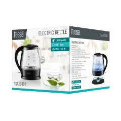 Czajnik elektryczny TEESA, szklany, 1650 W, czarny, 1 L