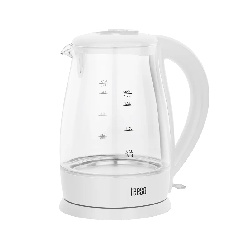 Czajnik elektryczny TEESA, szklany, 2000 W, biały, 1,7 L Czajnik elektryczny TEESA, szklany, 2000 W, biały, 1,7 L
