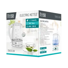 Czajnik elektryczny TEESA, szklany, 2000 W, biały, 1,7 L