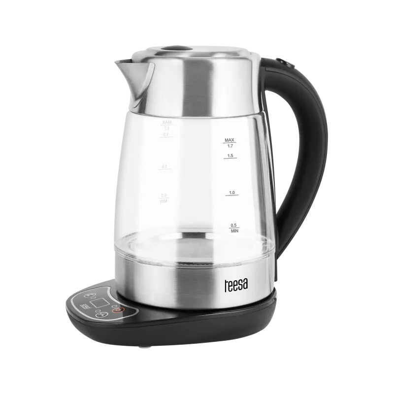 Czajnik elektryczny z regulacją temperatury,TEESA, szklany + inox, 2200W, 1,7L , LED