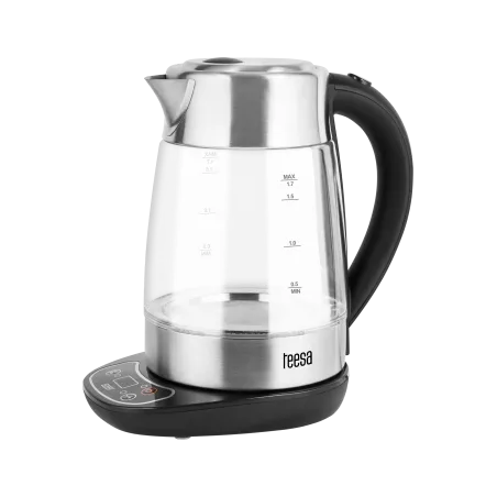 Czajnik elektryczny z regulacją temperatury,TEESA, szklany + inox, 2200W, 1,7L , LED