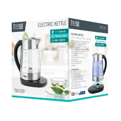 Czajnik elektryczny z regulacją temperatury,TEESA, szklany + inox, 2200W, 1,7L , LED