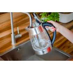 Czajnik elektryczny z regulacją temperatury,TEESA, szklany + inox, 2200W, 1,7L , LED