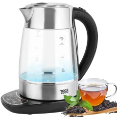 Czajnik elektryczny z regulacją temperatury,TEESA, szklany + inox, 2200W, 1,7L , LED
