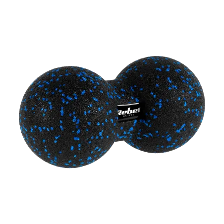 Duoball podwójna piłka do masażu 12cm, kolor czarno-niebieski, materiał EPP, REBEL ACTIVE