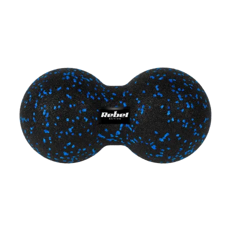 Duoball podwójna piłka do masażu 12cm, kolor czarno-niebieski, materiał EPP, REBEL ACTIVE