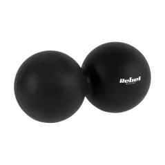 Duoball podwójna piłka do masażu 6.2cm, kolor czarny, materiał silikon, REBEL ACTIVE