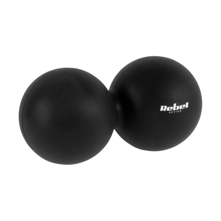 Duoball podwójna piłka do masażu 6.2cm, kolor czarny, materiał silikon, REBEL ACTIVE