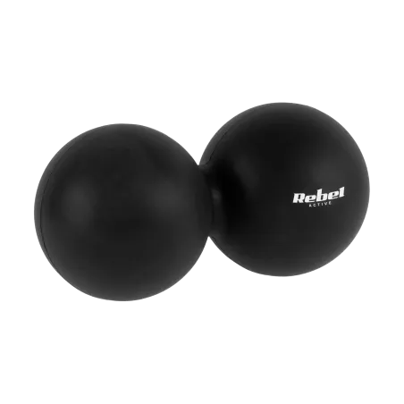 Duoball podwójna piłka do masażu 6.2cm, kolor czarny, materiał silikon, REBEL ACTIVE