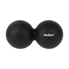 Duoball podwójna piłka do masażu 6.2cm, kolor czarny, materiał silikon, REBEL ACTIVE