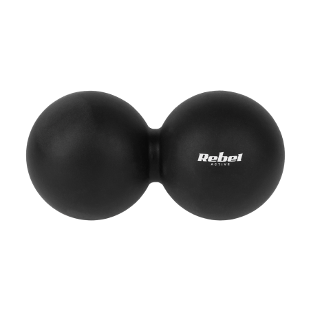 Duoball podwójna piłka do masażu 6.2cm, kolor czarny, materiał silikon, REBEL ACTIVE
