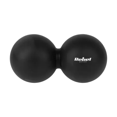 Duoball podwójna piłka do masażu 6.2cm, kolor czarny, materiał silikon, REBEL ACTIVE