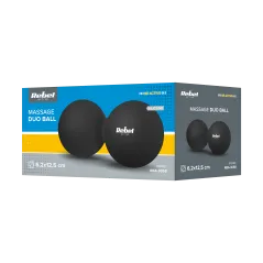 Duoball podwójna piłka do masażu 6.2cm, kolor czarny, materiał silikon, REBEL ACTIVE